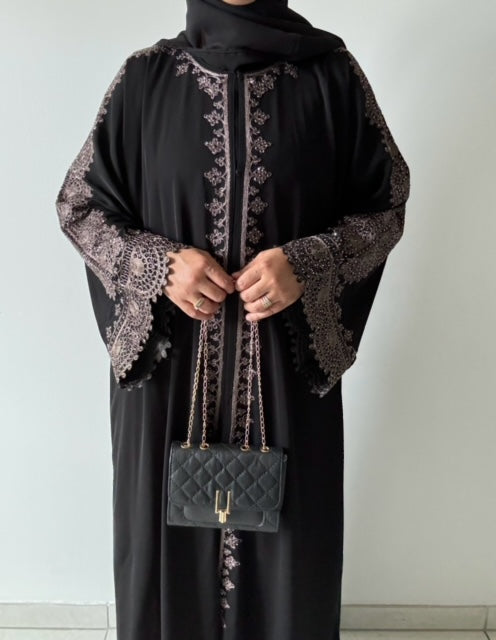 Abaya Doha - Brodé Marron